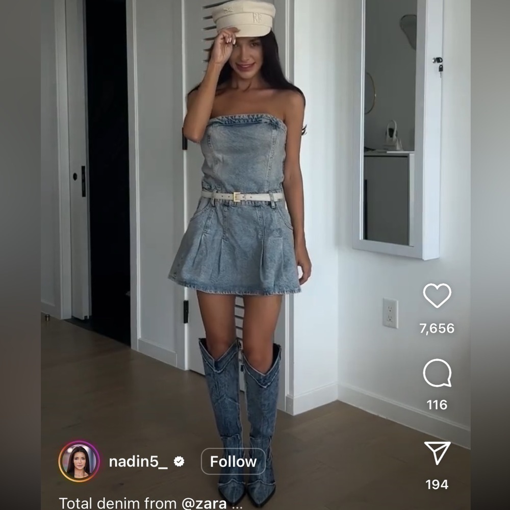 ZARA Denim Cowboy Boots 3051/210 - Picture 12 of 16